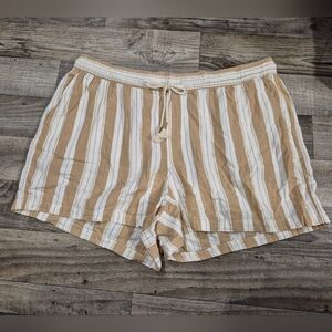 $15 Or 3/$30 Old Navy Shorts Sz 4X Tan Brown Stripe Drawstring Cotton High Rise